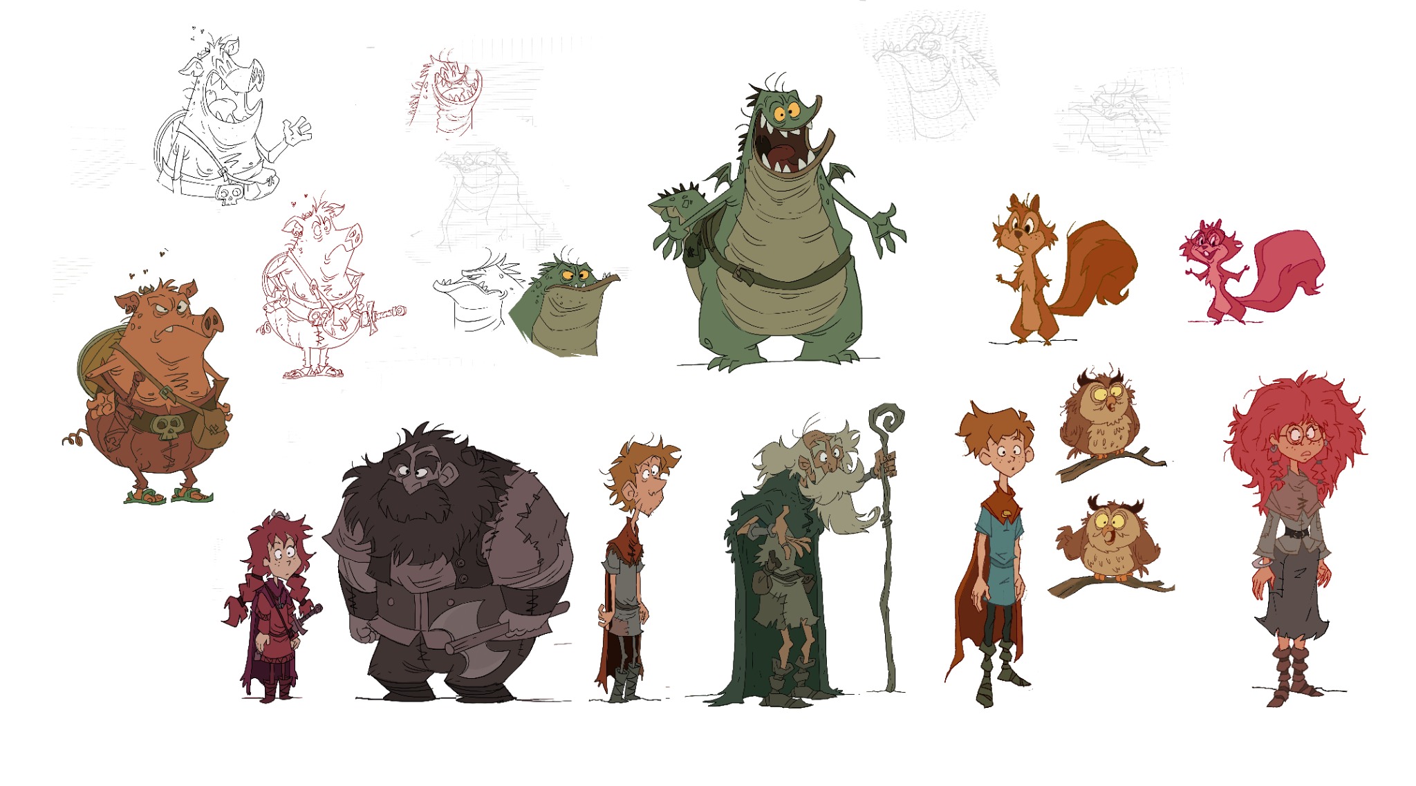 Cochon et Dragon — Personnages en couleur