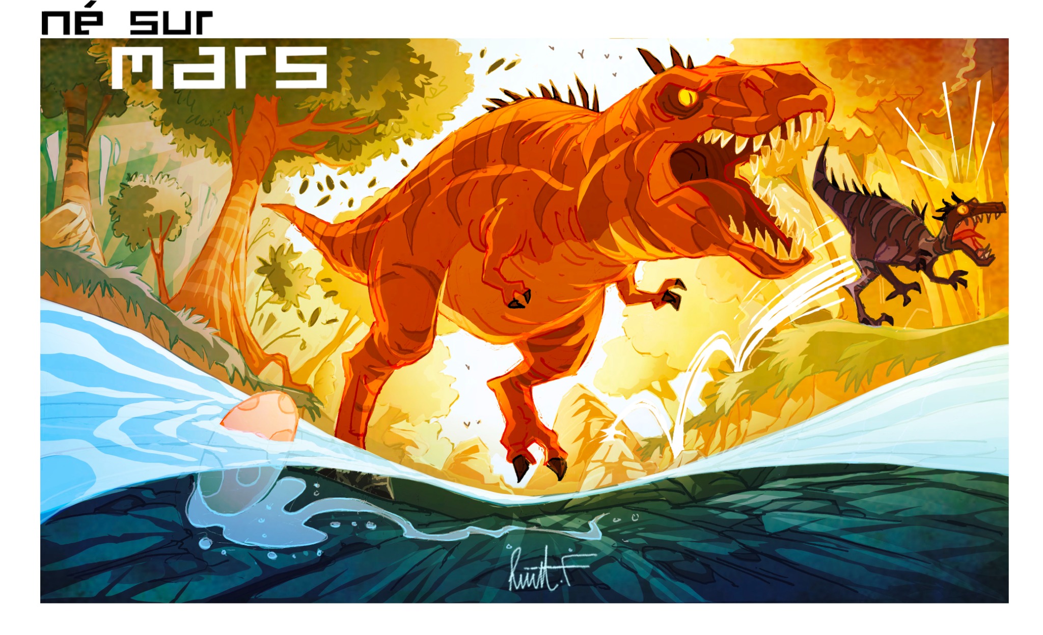 Né sur Mars — Course avec un dinosaure